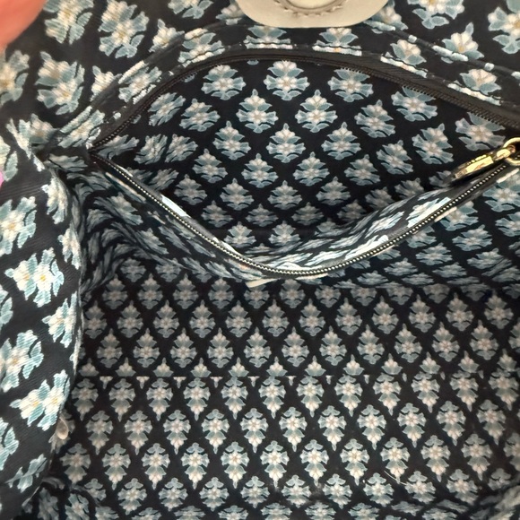 Spartina 449 Tan and Light Blue Tote with Bamboo Handle - Picture 4 of 16